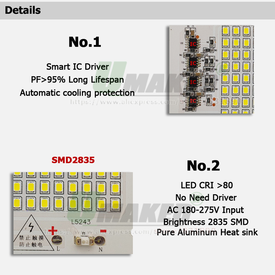 AC220V LED PCB 10W 20W 30W 50W - Flood Tray Table incelemesi ve fiyatı