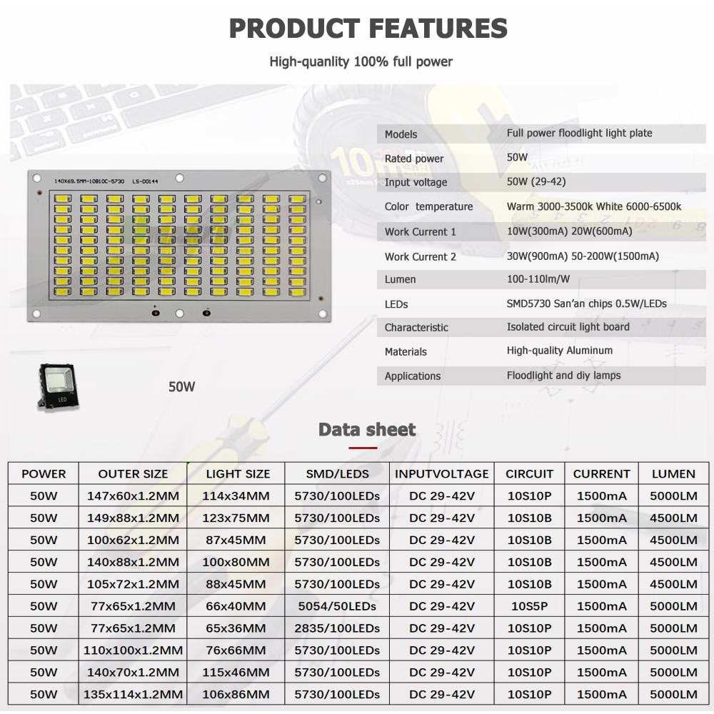 50W LED PCB + sürücü projektör - Flood Tray Table incelemesi ve fiyatı